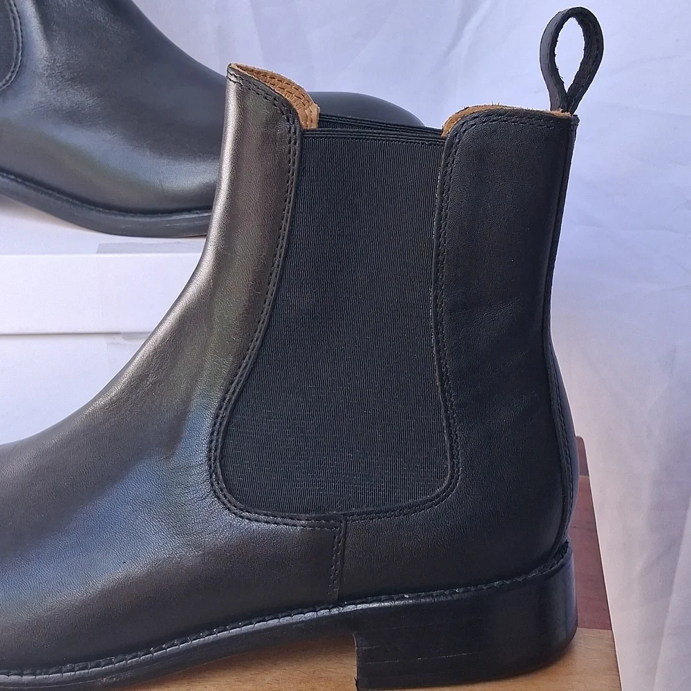 Quince Calfskin Leather Dress Chelsea Boots Black 8